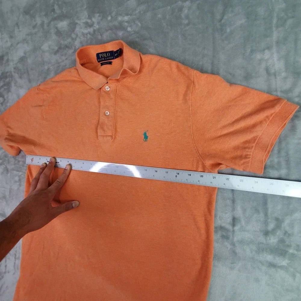 Ralph Lauren Polo Shirt Mens Medium Orange Pony Casual Short Sleeve